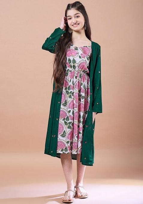 Green Printed Cotton Dress